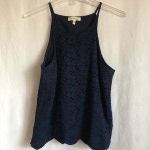 Navy Lace Top